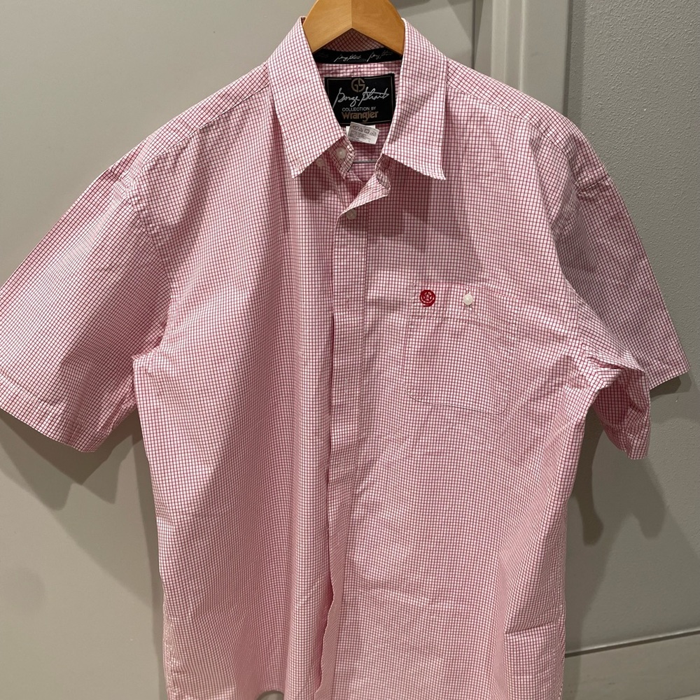 Wrangler Pink Gingham Short Sleeve Dress Shirt